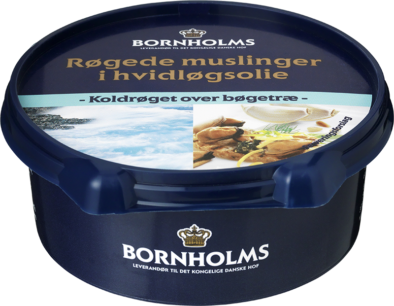 BORNHOLMS_Røgede_muslinger_i_hvidløgsolie_190g